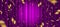 Spotlight on purple curtain background and falling golden confetti.