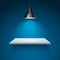 Spotlight shelf on wall background vector design. Light gallery spot empty room advertising shelf lamp