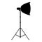 Spotlight on tripod Light projector Softbox on tripod Tripod light Equipment for professional photography Theater light icon