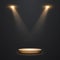 Spotlights With Stage. Gold Light Vector Effect