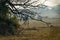 Spotted deer or Chital or Cheetal or axis axis an antler in beautiful landscape at keoladeo national park or bird sanctuary