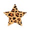 Spotted five-pointed star on a white background. Trendy leopard print.