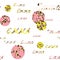 Spotted lettering girl name Emma and  Bright pink and yellow green circles