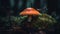 Spotted toadstool grows wildly in the forest generated by AI