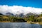 Sprague Lake with Fall Aspens and Clouds