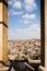 The sprawling city of Cairo framed between pillar