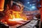 A sprawling metallurgical plant hums with activity as massive machinery churns out steel products