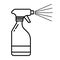 Spray bottle with water mist spraying from nozzle linear icon