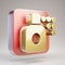 Spray Can icon. Golden Spray Can symbol on red matte gold plate