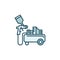 Spray Gun and Air Compressor vector concept colored icon