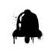 Spray painted graffiti of bell icon in black over white. isolated on white background