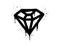 Spray painted graffiti diamond sign in black over white. Diamond drip symbol