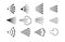 Spray steam icons. cleanning deodorant sprayed line icon set, spraying water steam nozzle flows vector signs. Vector