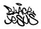 Sprayed black jesus font graffiti with overspray in black over white. Vector illustration.