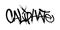 Sprayed Caliphate font graffiti with overspray in black over white. Vector illustration.