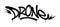 Sprayed drone font graffiti with overspray in black over white. Vector illustration.