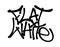 Sprayed flat white font graffiti with overspray in black over white. Vector illustration.