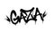 Sprayed Gaza font graffiti with overspray in black over white. Vector illustration.