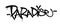 Sprayed paradise font graffiti with overspray in black over white. Vector illustration.