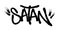 Sprayed satan font graffiti with overspray in black over white. Vector illustration.