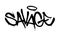Sprayed savage font graffiti with overspray in black over white. Vector illustration.