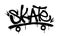 Sprayed skate font graffiti with overspray in black over white. Vector illustration.