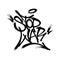 Sprayed stop war font graffiti with overspray in black over white. Vector illustration.