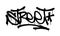 Sprayed street font graffiti with overspray in black over white. Vector illustration.