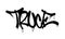 Sprayed truce font graffiti with overspray in black over white. Vector illustration.