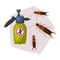Sprayer Bottle of Diplura Harmful Insect Insecticide, Pest Control Service, Detecting and Exterminating Insects Vector