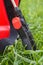 Sprayer of herbicide grass handle,closeup handle garden sprayers for agriculture on the grass