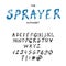 Sprayer vector brush style font, alphabet, typeface, typography. Global swatches