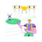 Spraying drone isolated cartoon vector illustrations.