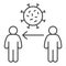 Spread of infection and virus thin line icon. Keep distance symbol, outline style pictogram on white background. Covid