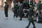 A The spread of Palestinian security personnel in an empty street during a complete closure amid the ongoing COVID-19 coronavirus