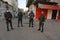 A The spread of Palestinian security personnel in an empty street during a complete closure amid the ongoing COVID-19 coronavirus