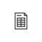 spreadsheet document paper outline icon. isolated note paper icon in thin line style for graphic and web design. Simple flat symbo