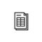 spreadsheet document paper outline icon. isolated note paper icon in thin line style for graphic and web design. Simple flat symbo