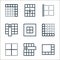 spreadsheet line icons. linear set. quality vector line set such as border, column, borders, block, margin, column, border,