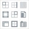 spreadsheet line icons. linear set. quality vector line set such as columns, border, columns, file, right alignment, columns,