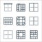 spreadsheet line icons. linear set. quality vector line set such as layouts, column, border, border, narrow, layers, border,