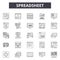 Spreadsheet line icons, signs, vector set, linear concept, outline illustration