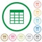 Spreadsheet table outlined flat icons