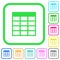Spreadsheet table vivid colored flat icons icons