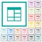 Spreadsheet vertically merge table cells flat color icons with quadrant frames