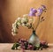 Sprimg  flowers bouquet inside transparent turquoise vase