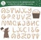 Spring ABC game with cute characters. Garden alphabet maze activity for preschool children. Choose letters from A to Z to help the