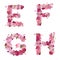 Spring alphabet with cherry flowers EFGH