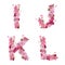 Spring alphabet with cherry flowers IJKL