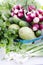 Spring assortment vegetables in the basket